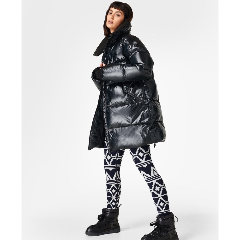 Sweaty Betty Aspen Coat Puffer Jacket Goose Down Fill Parka Apres Ski Size XL